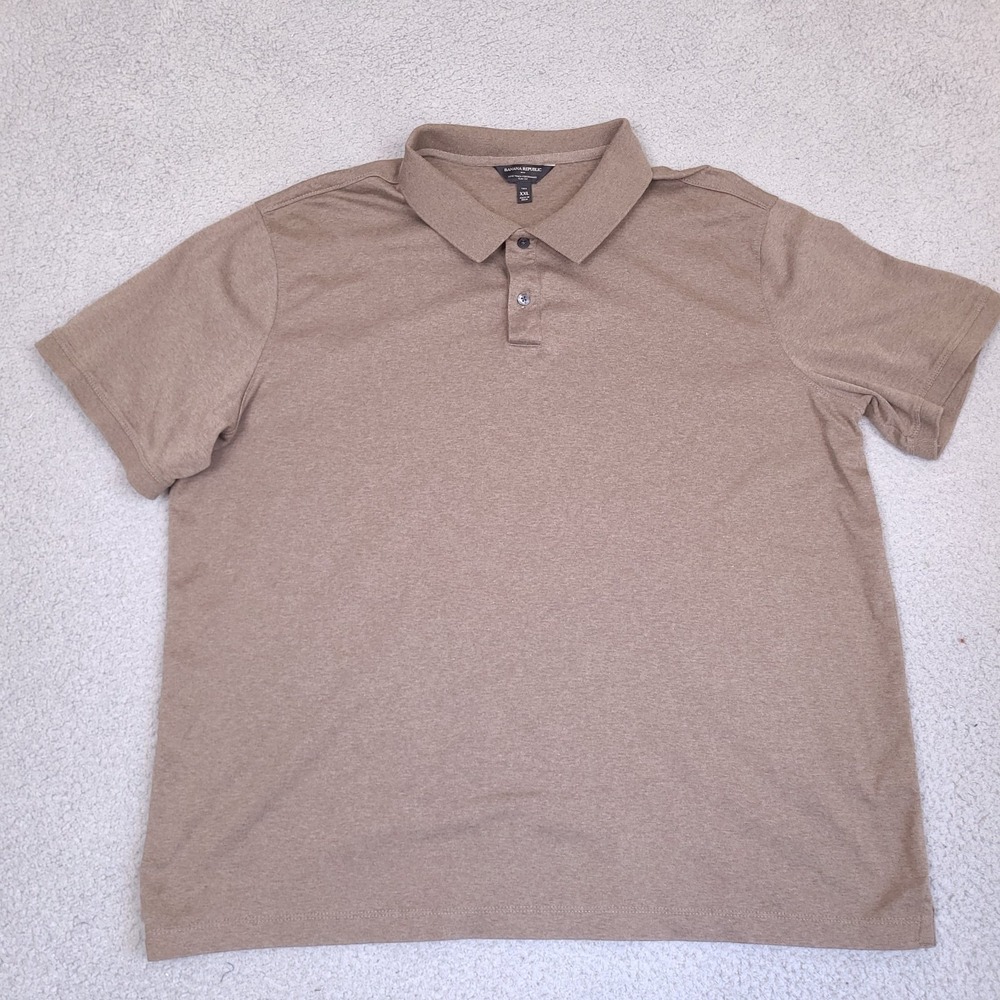Banana Republic Polo Shirt‎ Mens XXL Tall Brown Slim Fit Luxe Touch Performance